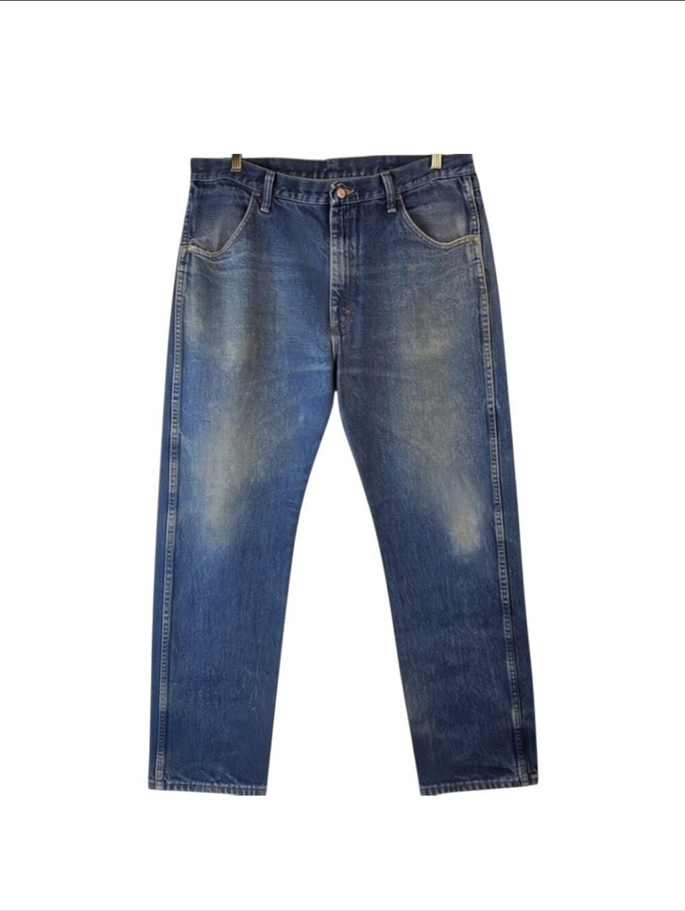 Rustler Mens 38x32 Regular Fit Blue Denim Work Jeans Heavyweight Cotton 87619PW